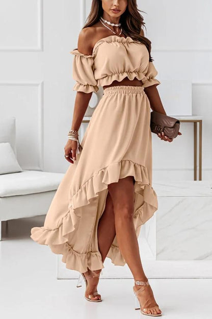 LM | Off-the-shoulder midi dress suit