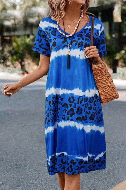 LM | Gradient Leopard Print Casual Midi Dress
