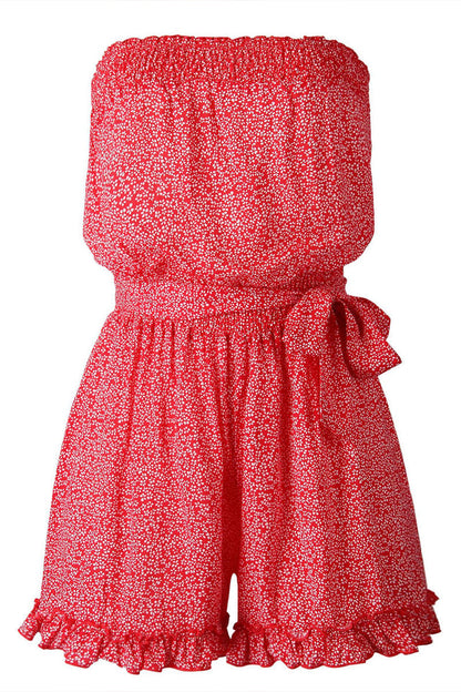 LM | Smocked strapless floral romper