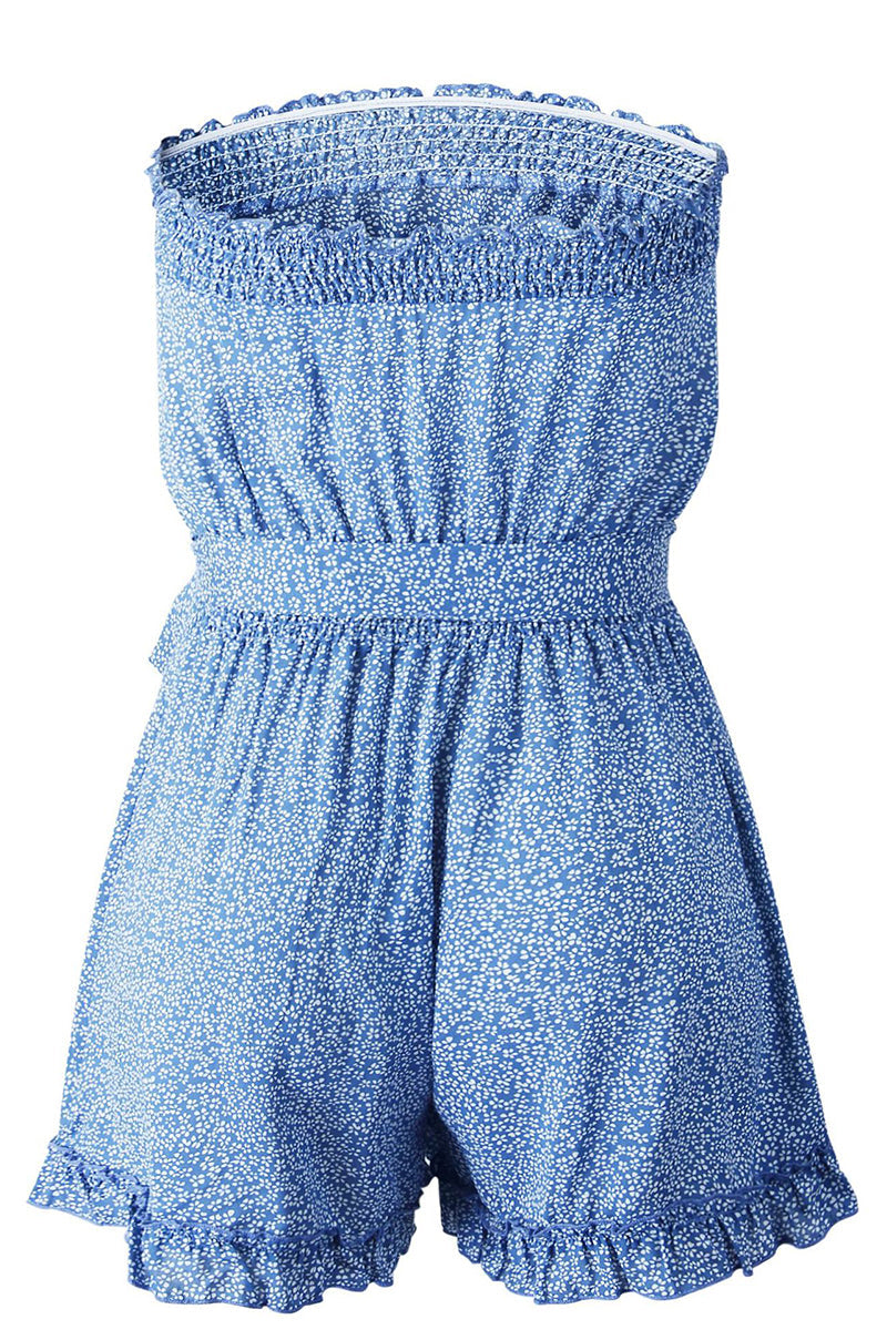 LM | Smocked strapless floral romper