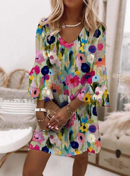 LM - Romantic mini dress with floral pattern