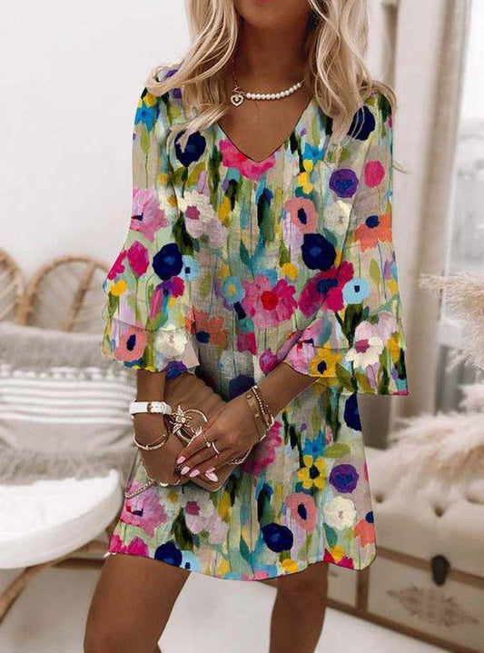 LM - Romantic mini dress with floral pattern
