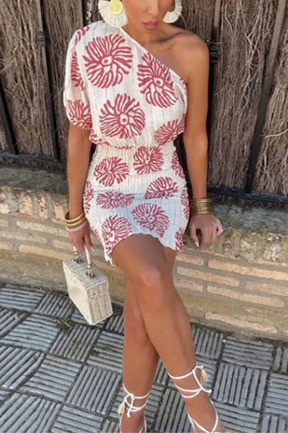 LM | Modern printed tube mini dress