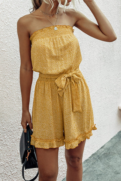 LM | Smocked strapless floral romper