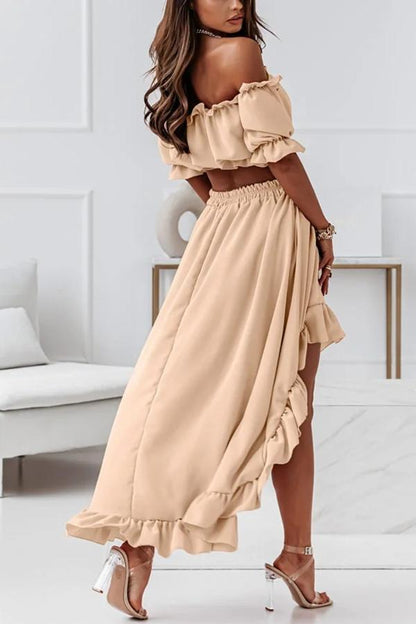 LM | Off-the-shoulder midi dress suit