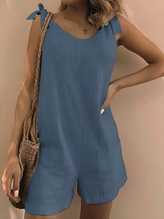 LM | Cozy sleeveless romper made of cotton and linen for women