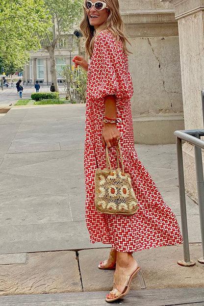 LM | Midi dress with puff sleeves