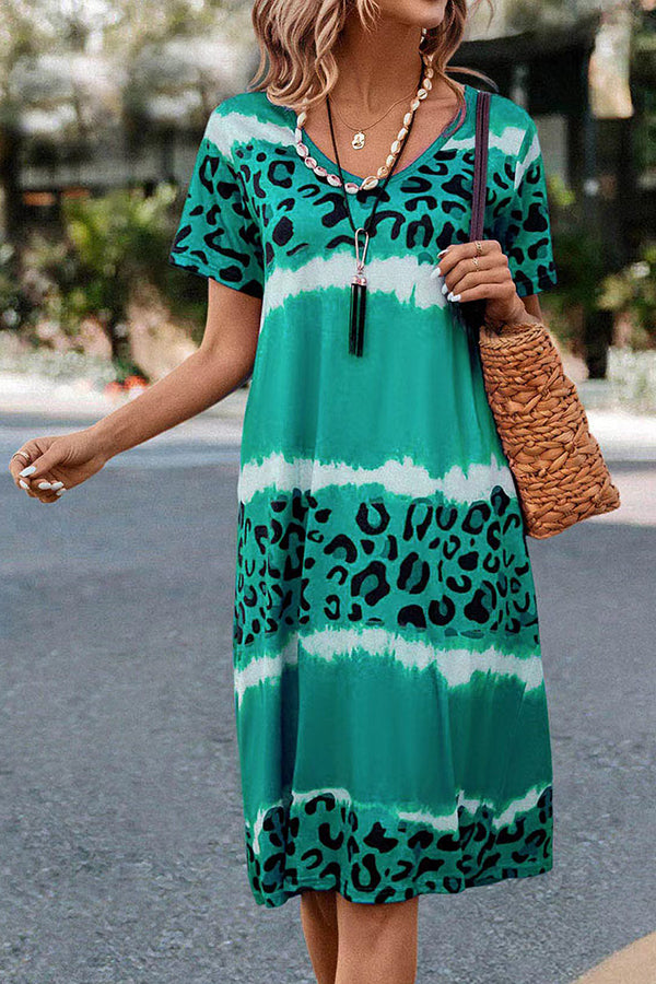 LM | Gradient Leopard Print Casual Midi Dress