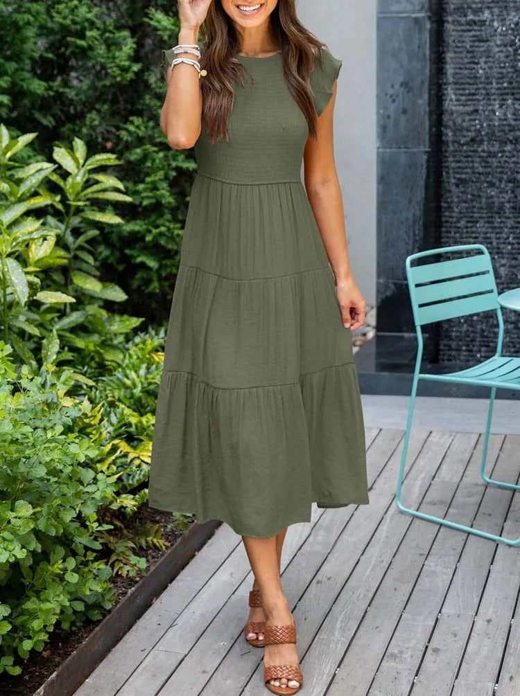 LM | Flowing tiered midi dress