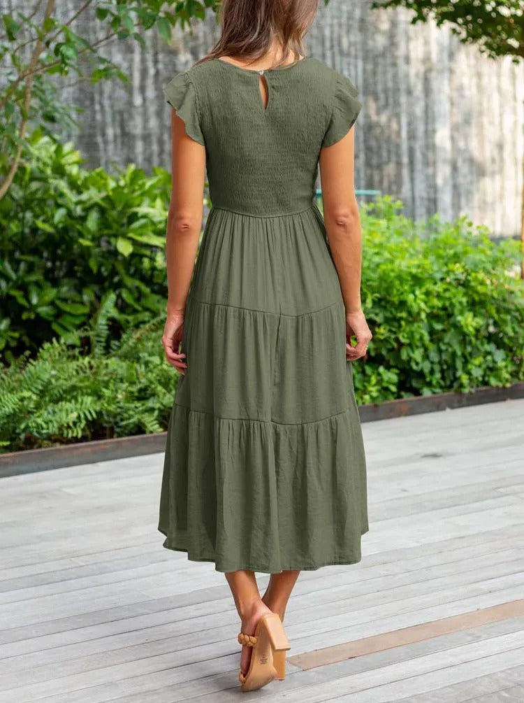 LM | Flowing tiered midi dress