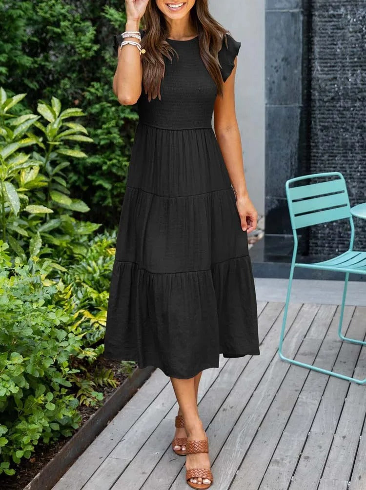 LM | Flowing tiered midi dress