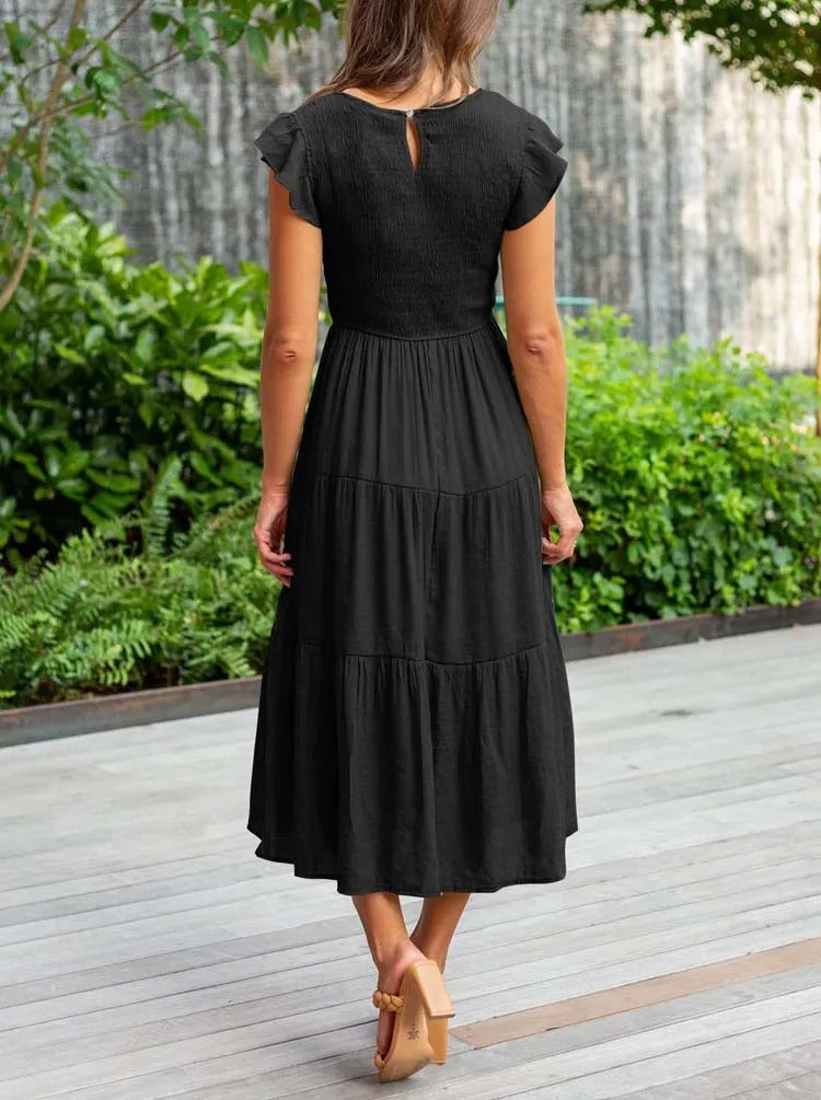 LM | Flowing tiered midi dress