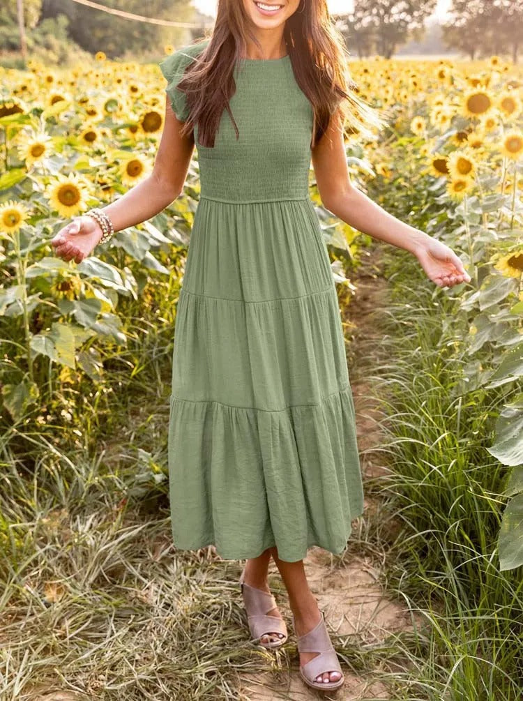 LM | Flowing tiered midi dress