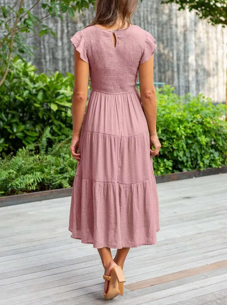 LM | Flowing tiered midi dress