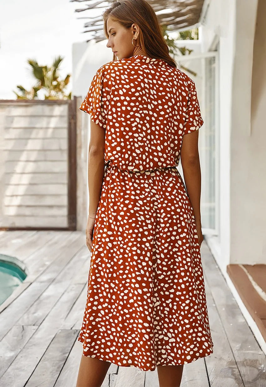 LM | loose-fitting midi dress for women with belt