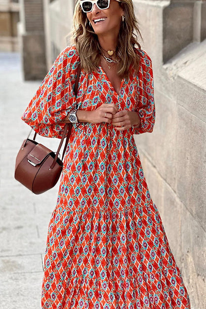 LM | Midi dress with puff sleeves