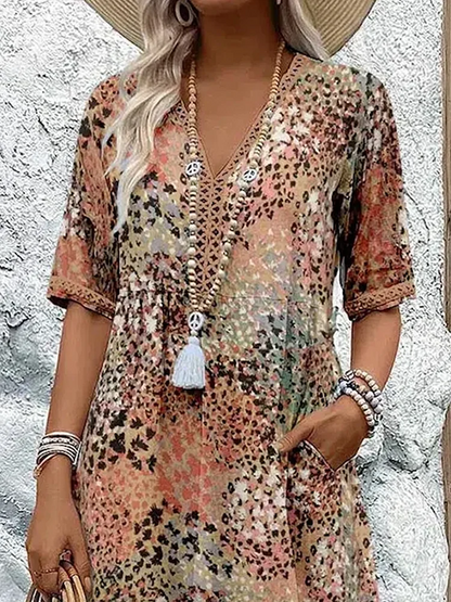 LM | Vibrant midi dress with pockets for women