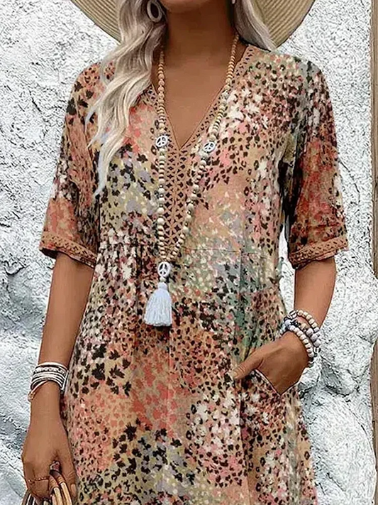 LM | Vibrant midi dress with pockets for women