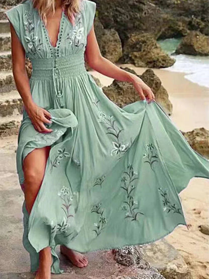 LM | Elegant maxi dress with V-neckline
