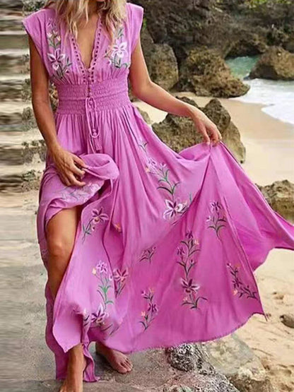 LM | Elegant maxi dress with V-neckline