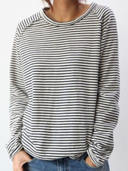LM Basic long-sleeved blouse in white and black cotton