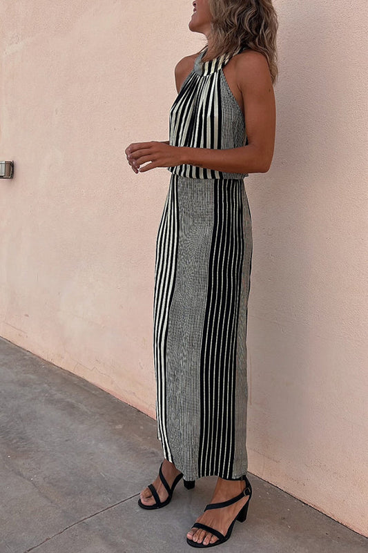 LM | One More Chance Striped midi dress with adjustable waist