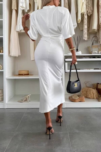 LM | Cotton midi dress with slits