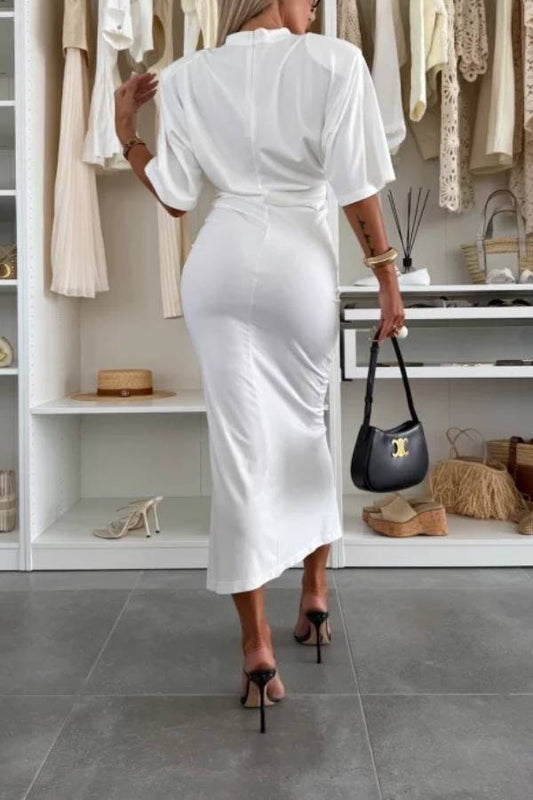 LM | Cotton midi dress with slits