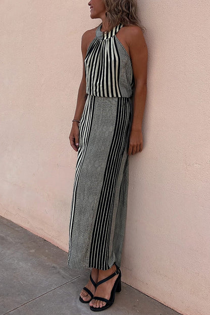 LM | One More Chance Striped midi dress with adjustable waist
