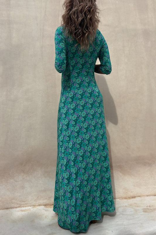 LM | Iconic Crush Floral Half Sleeve Elasticated Maxi Dress