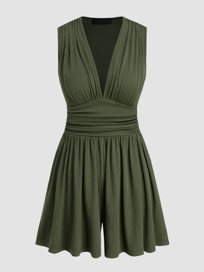 LM | Ruched sleeveless romper