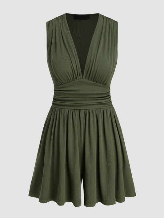 LM | Ruched sleeveless romper