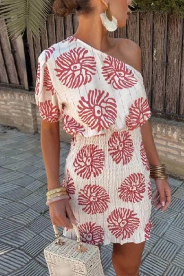LM | Modern printed tube mini dress