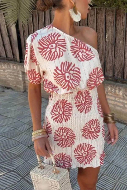 LM | Modern printed tube mini dress