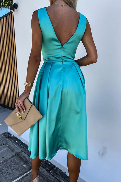 LM | Hold You In My Memory Satin Midi Dress