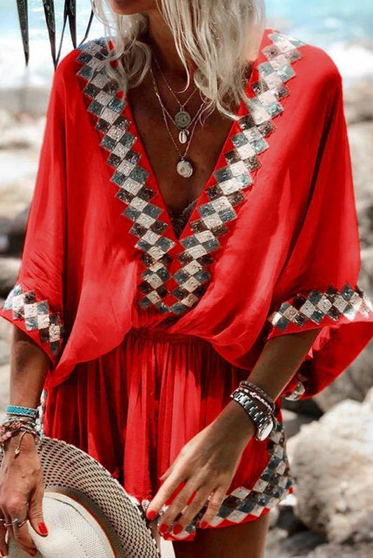 LM | Feel That Sun Embroidered kimono romper