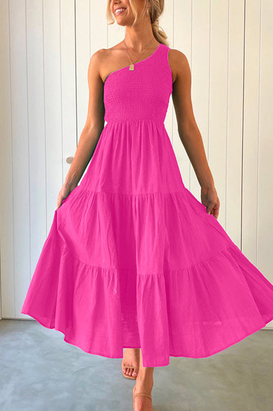 LM | Off-the-shoulder, sleeveless, ruffled maxi dress with ruffles