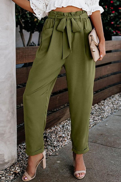 LM | High waist bandage casual pants