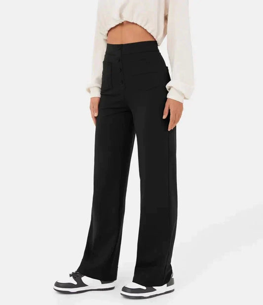 LM | High-waisted pants with buttons on the front for women