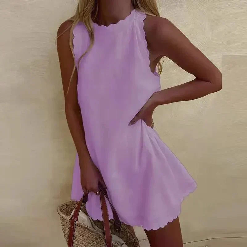 LM | Sleeveless mini dress with scallop neckline