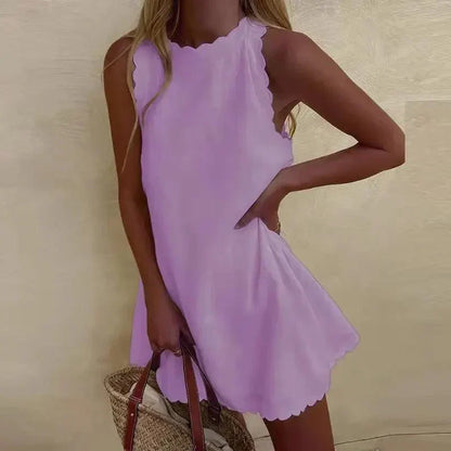 LM | Sleeveless mini dress with scallop neckline