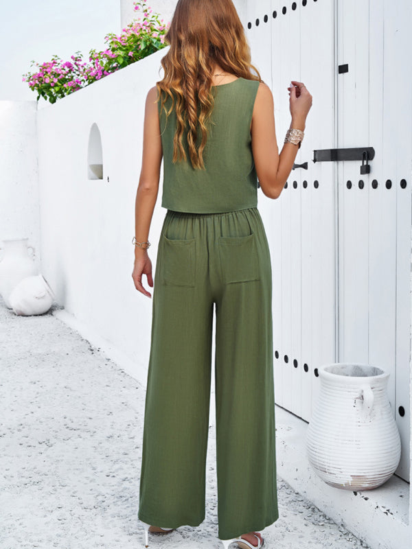LM | New casual sleeveless vest + pantsuit