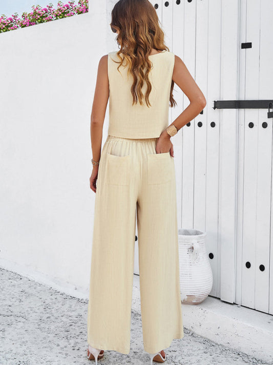 LM | New casual sleeveless vest + pantsuit