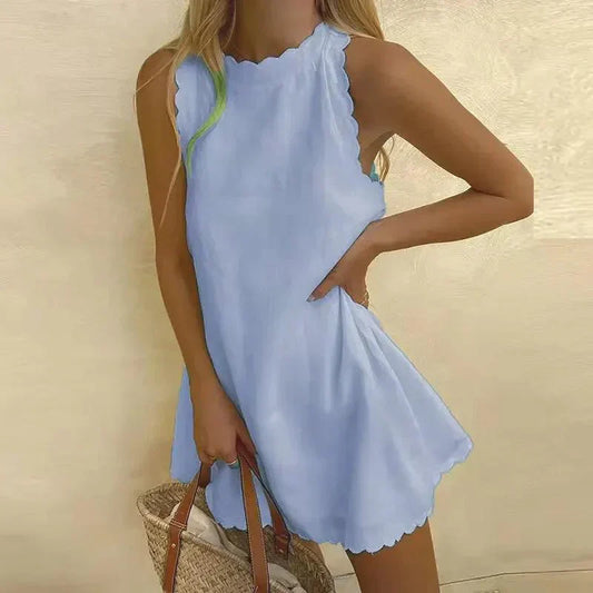 LM | Sleeveless mini dress with scallop neckline