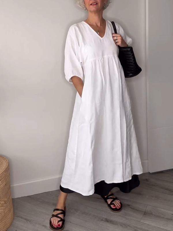 LM | Relaxed elegance V-neck maxi dress