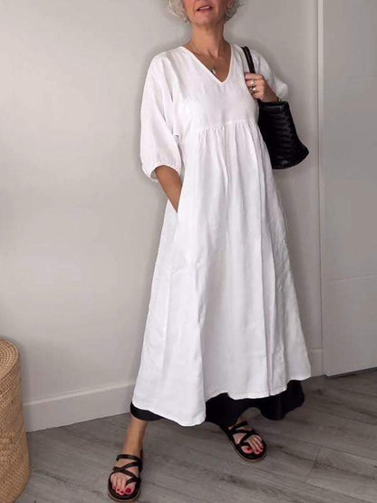 LM | Relaxed elegance V-neck maxi dress