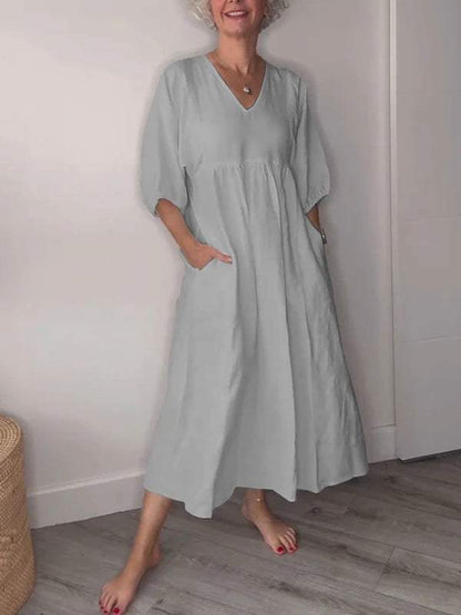 LM | Relaxed elegance V-neck maxi dress