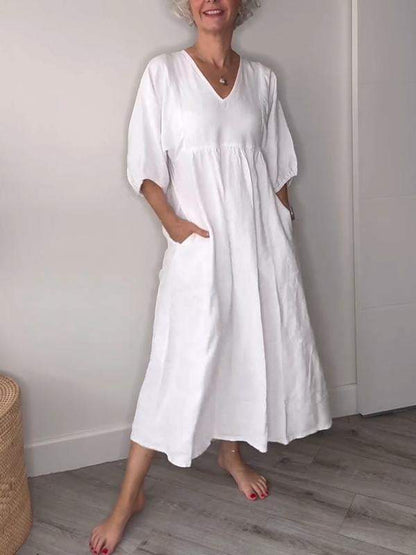 LM | Relaxed elegance V-neck maxi dress