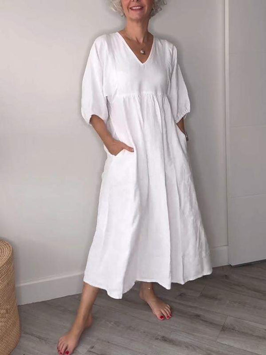 LM | Relaxed elegance V-neck maxi dress