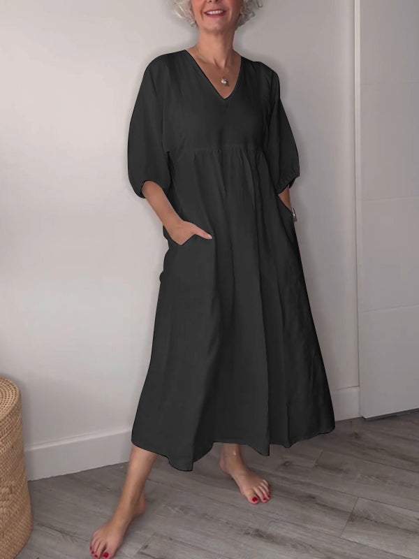 LM | Relaxed elegance V-neck maxi dress